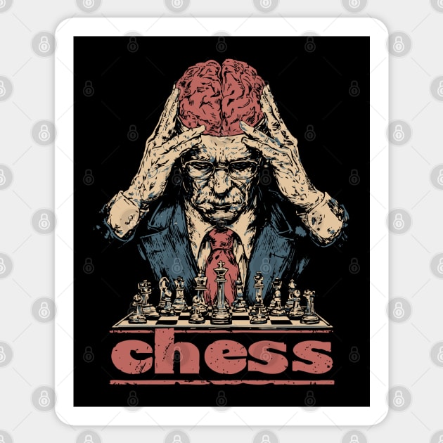 Brains for Chess - Concept Art Retro Style Sticker by TuncGK